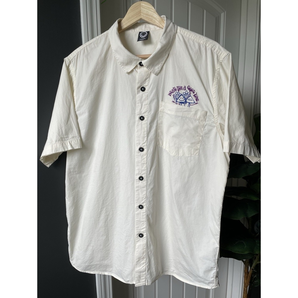 NEFF I'm Here for a Good Time S/S Button-Up Shirt Cotton Woven Men's L